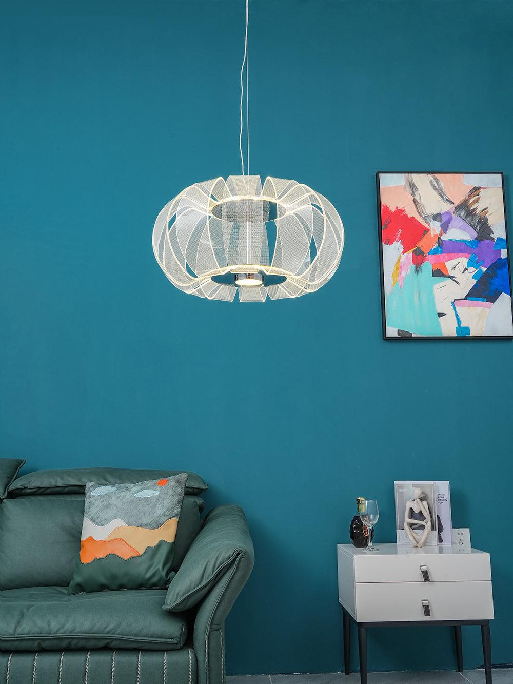 Timothy Modern Oval Acrylic Globe LED Pendant Light Chrome Finish Hanging Ceiling Fixture