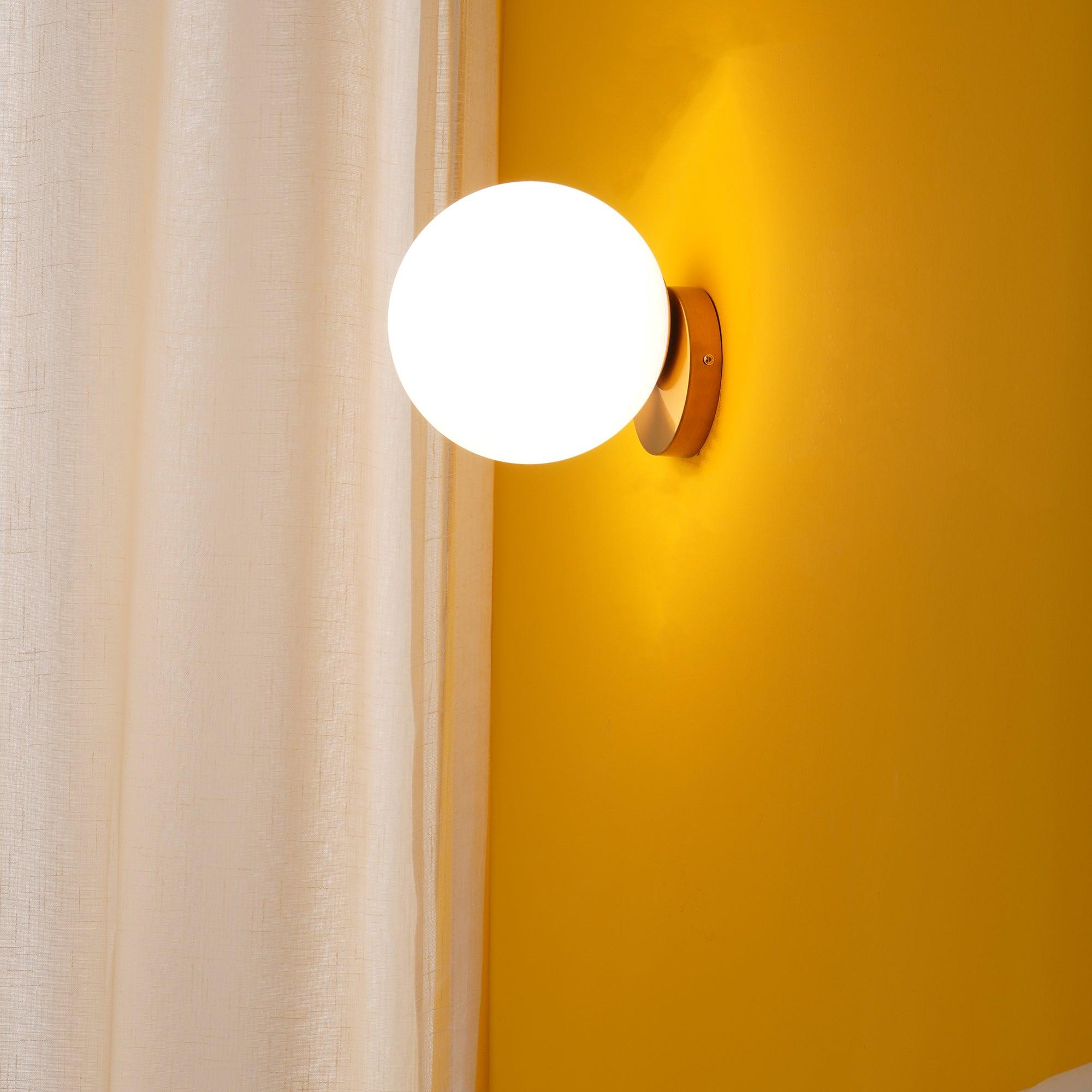 Tip of the Tongue Modern Glass Globe Wall Sconce Gold Finish Indoor Sconce Set of 2