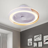 Modern White Flush Mount Bladeless Ceiling Fan with Dimmable LED Light for Low Ceilings