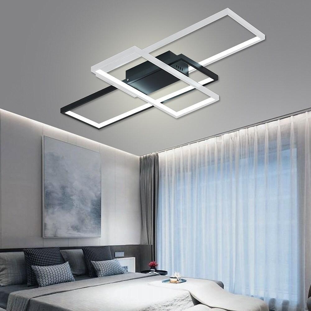 Modern Rectangular 3 Tier LED Flush Mount Ceiling Lamp Large Geometric Integrated Lighting Fixture
