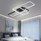 Modern Rectangular 3 Tier LED Flush Mount Ceiling Lamp Large Geometric Integrated Lighting Fixture