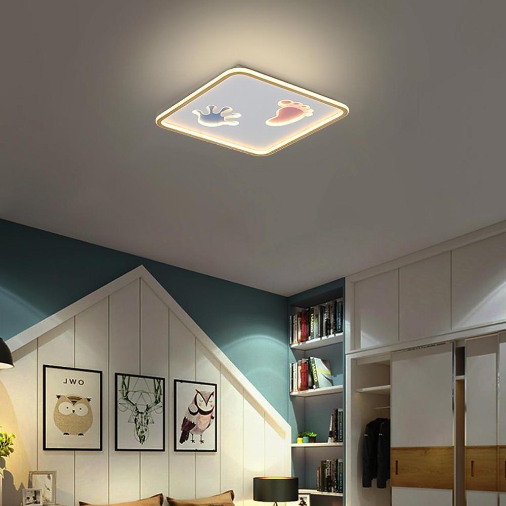 20 Inch Modern LED Kids Room Ceiling Light Hand and Footprint Design Acrylic Flush Mount Fixture