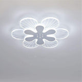 Modern White LED Flower Shape Ceiling Light Flush Mount Geometric Floral Fixture