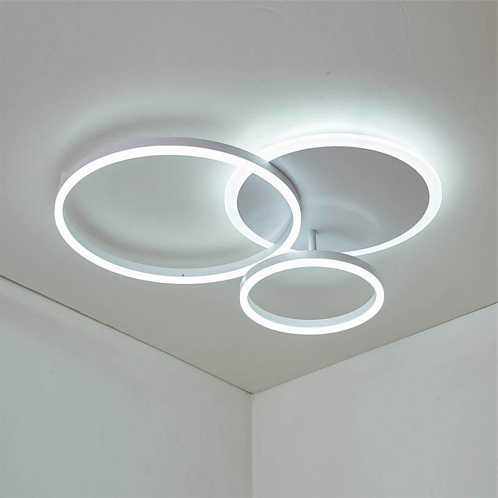 Modern 3 Layer Circle LED Flush Mount Ceiling Light Dimmable 26 Inch White Black Brown