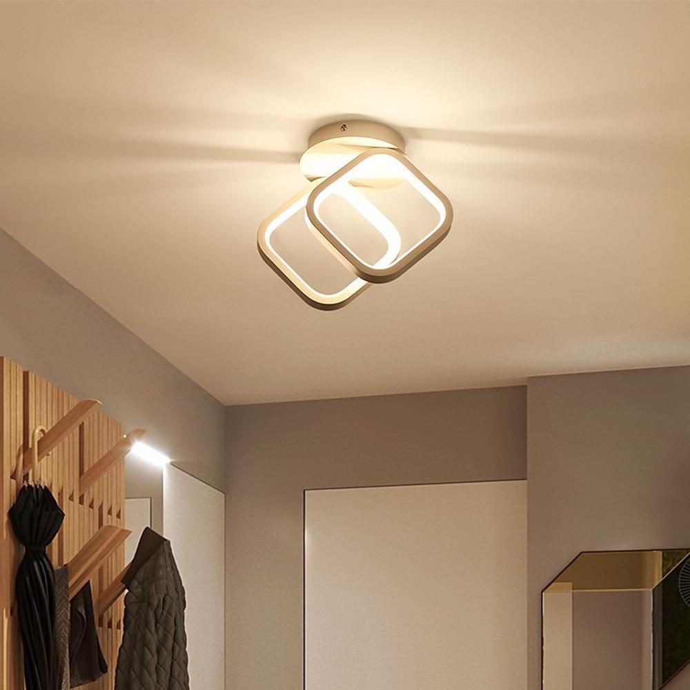 Minimalist 2 Ring LED Ceiling Light Modern Geometric Flush Mount Fixture for Hallways