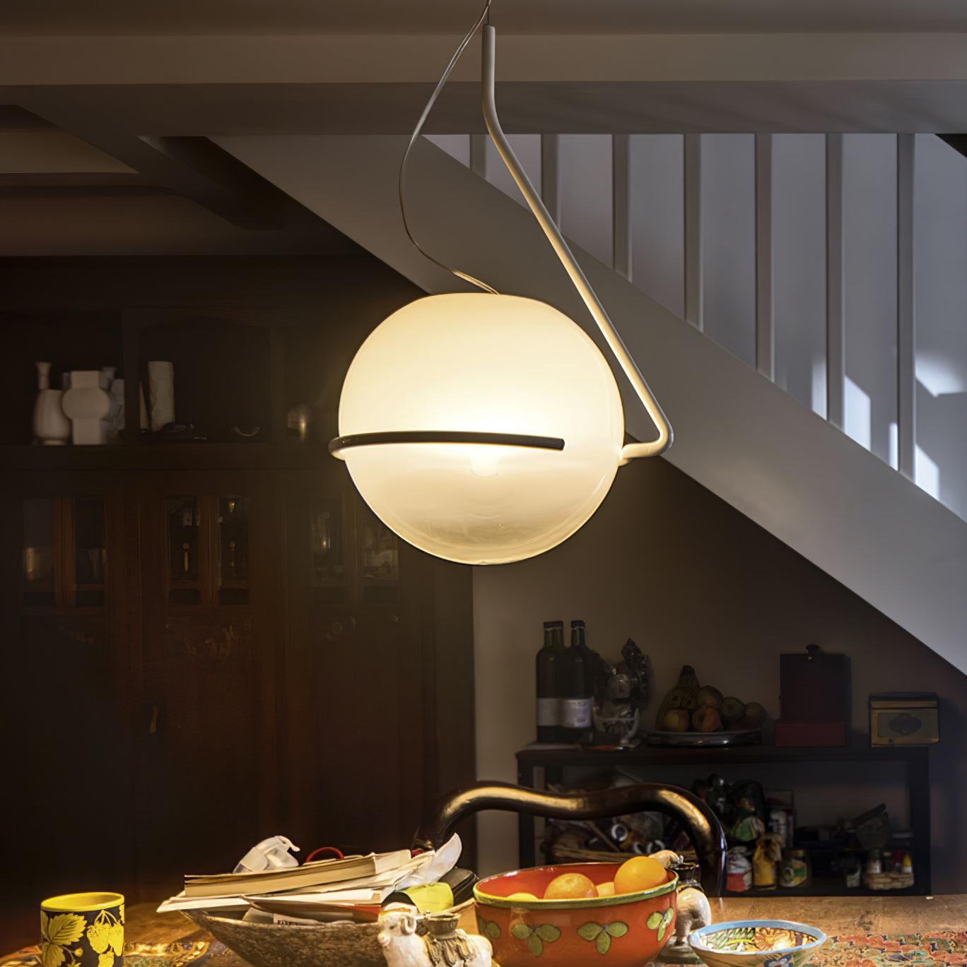 Tonda Curved Metal Hanging Pendant Lamp with Acrylic Diffuser for Modern Interiors
