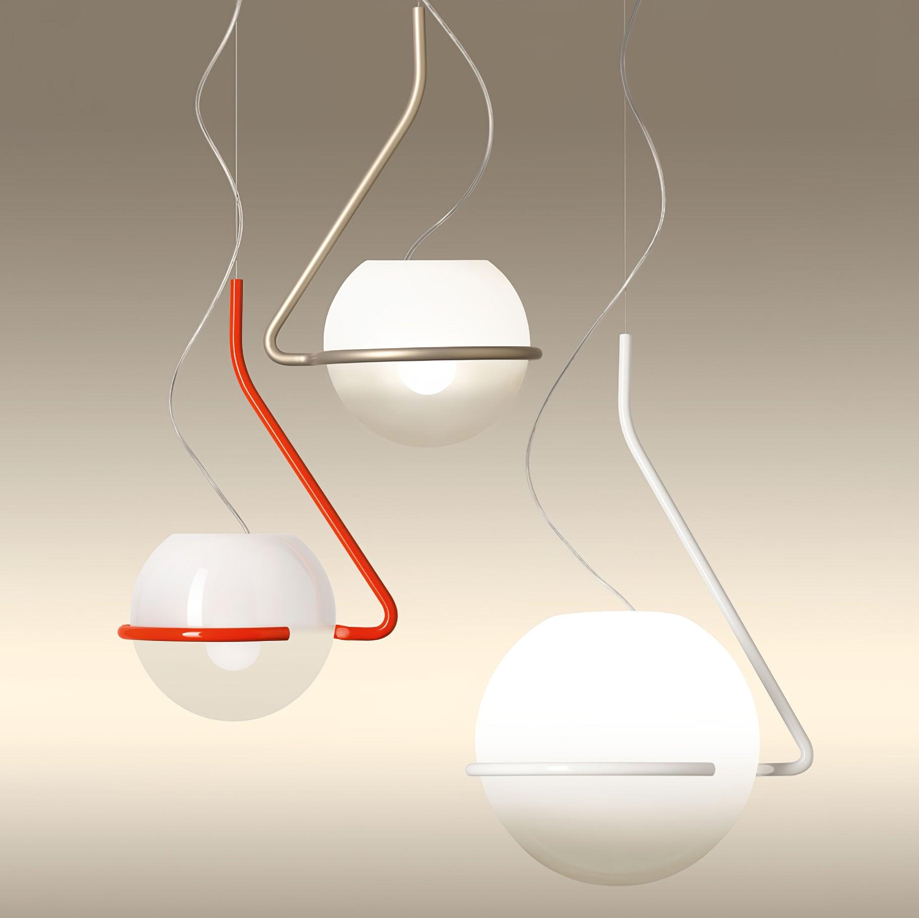 Tonda Curved Metal Hanging Pendant Lamp with Acrylic Diffuser for Modern Interiors