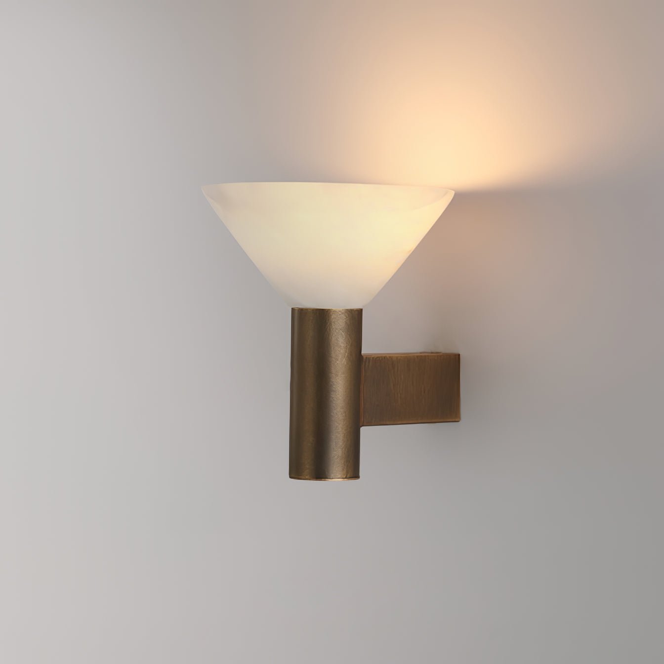 Torres Modern Alabaster Wall Sconce Brass Cone Shade Indoor Lighting Fixture