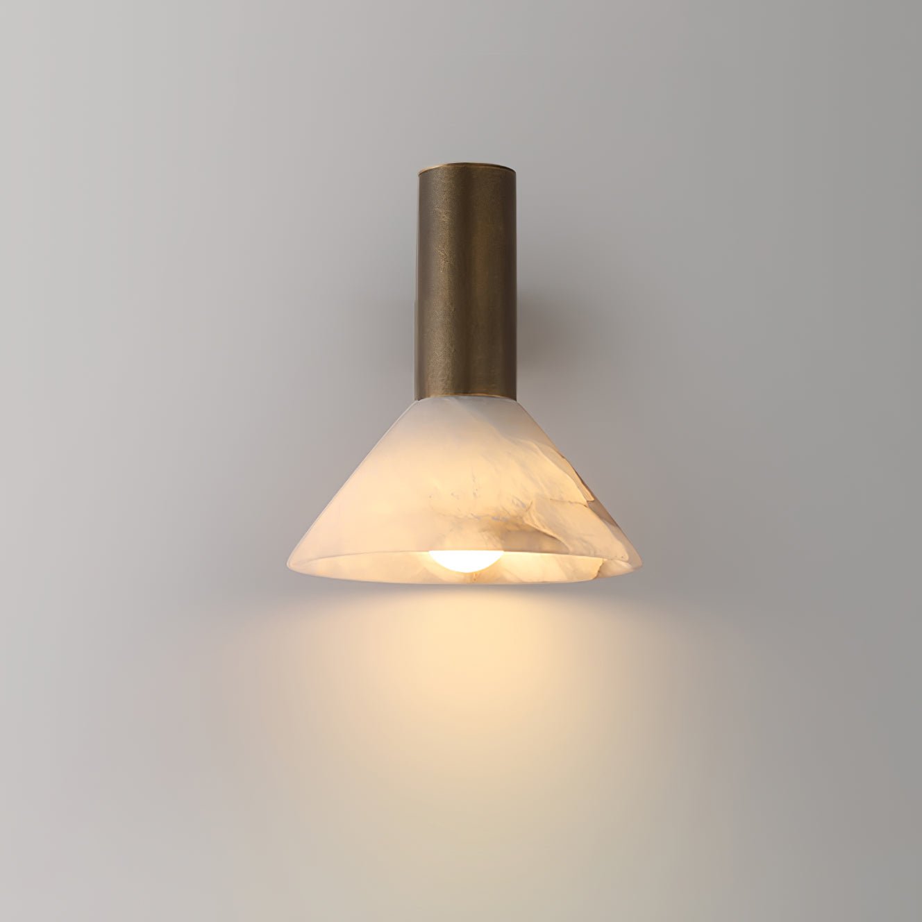 Torres Modern Alabaster Wall Sconce Brass Cone Shade Indoor Lighting Fixture