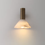 Torres Modern Alabaster Wall Sconce Brass Cone Shade Indoor Lighting Fixture