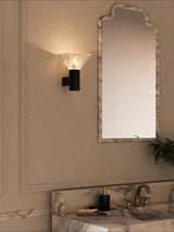 Torres Modern Alabaster Wall Sconce Brass Cone Shade Indoor Lighting Fixture