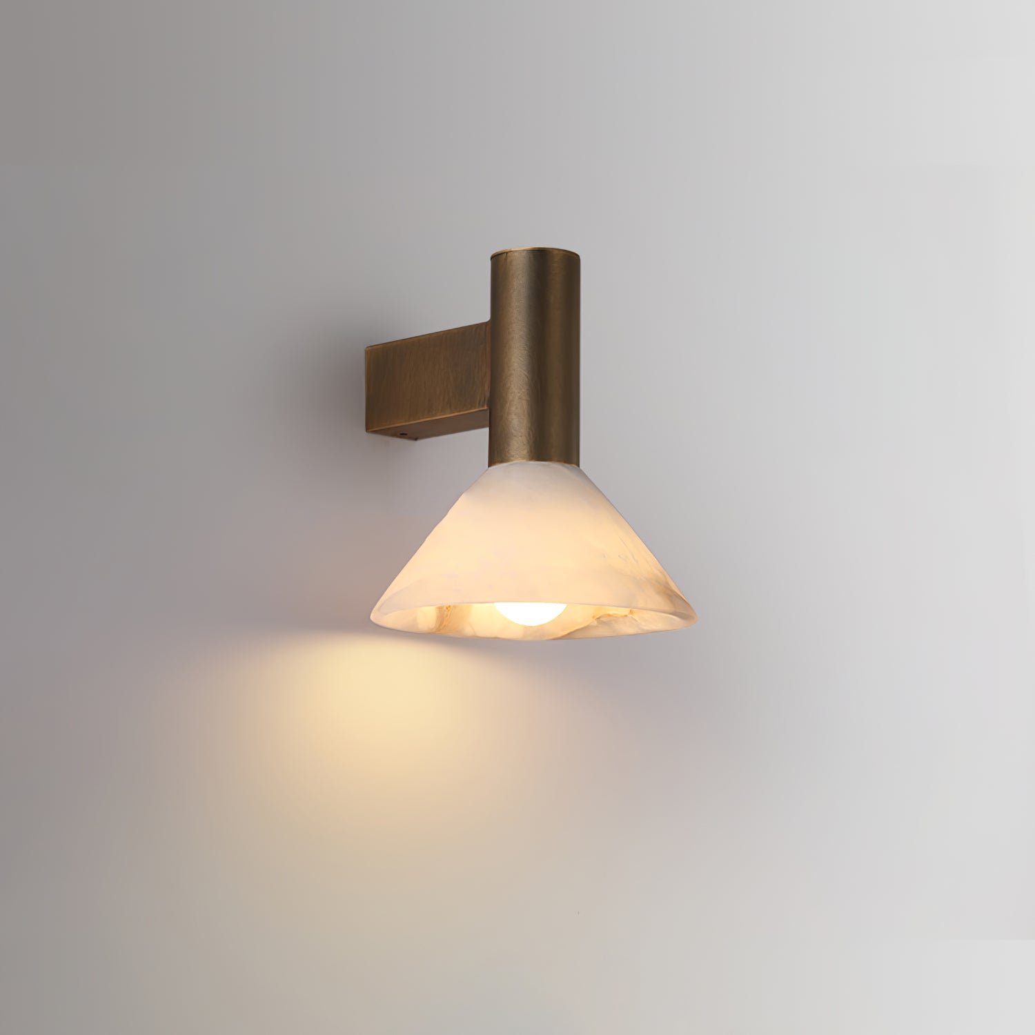 Torres Modern Alabaster Wall Sconce Brass Cone Shade Indoor Lighting Fixture