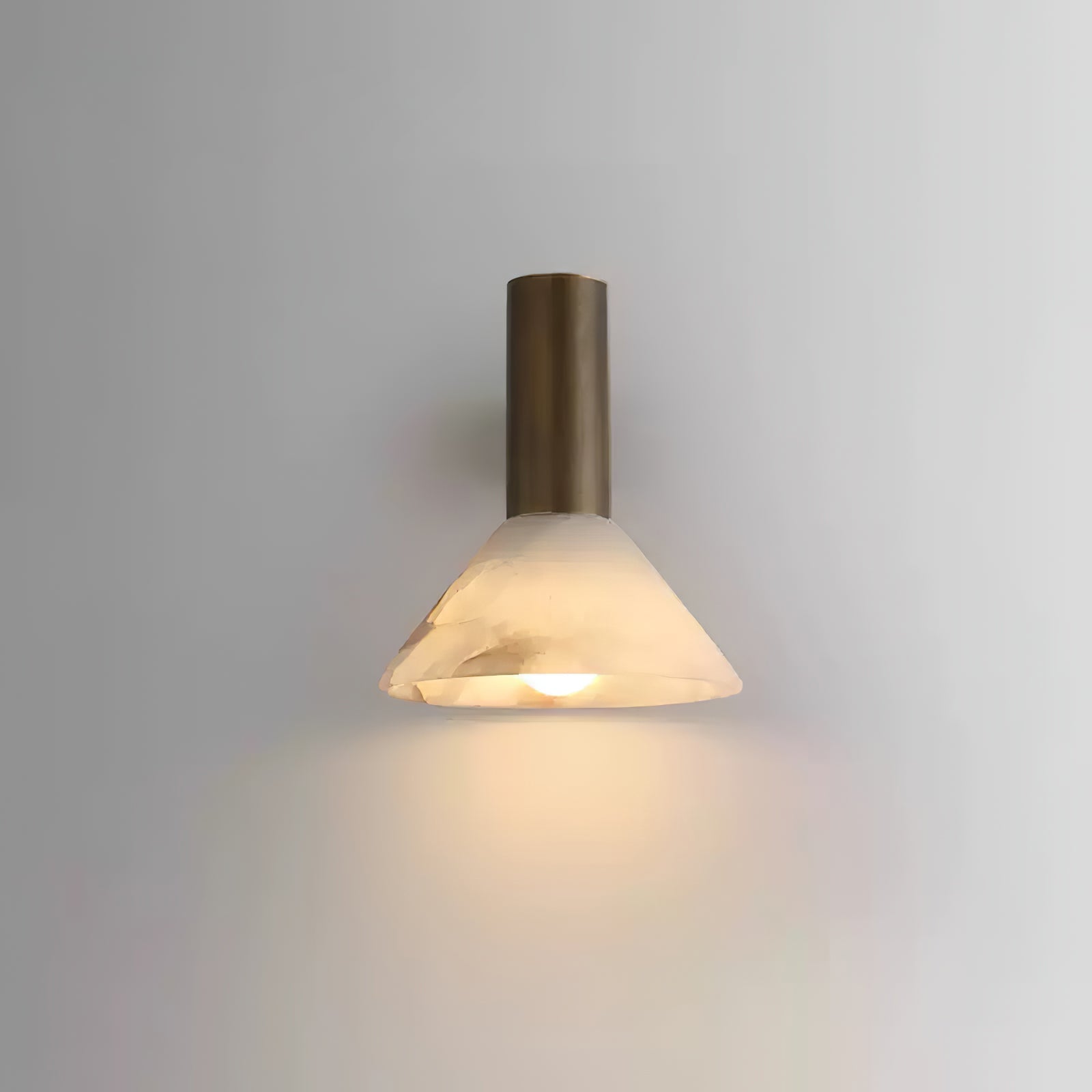 Torres Modern Alabaster Wall Sconce Brass Cone Shade Indoor Lighting Fixture