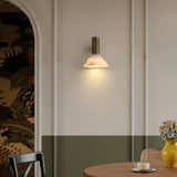 Torres Modern Alabaster Wall Sconce Brass Cone Shade Indoor Lighting Fixture