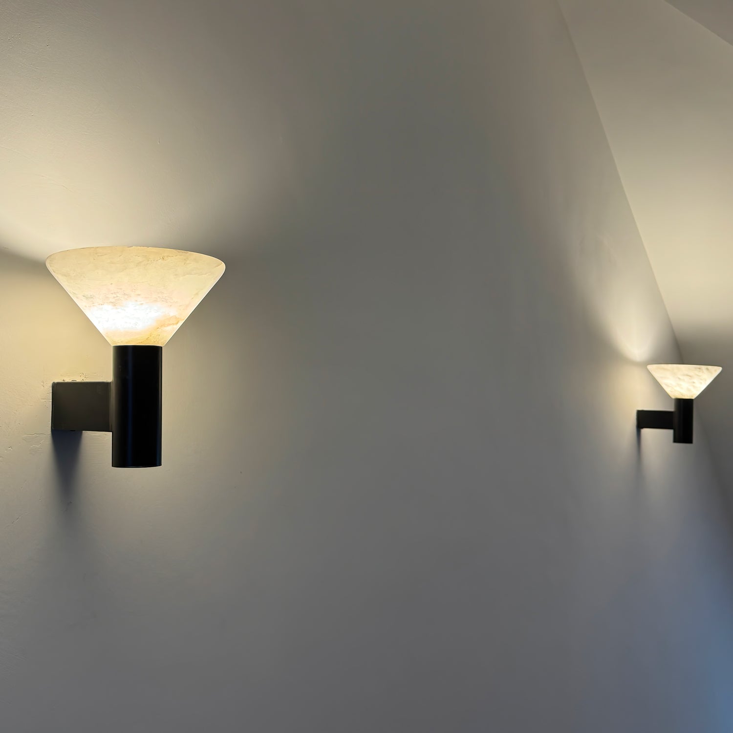 Torres Modern Alabaster Wall Sconce Brass Cone Shade Indoor Lighting Fixture