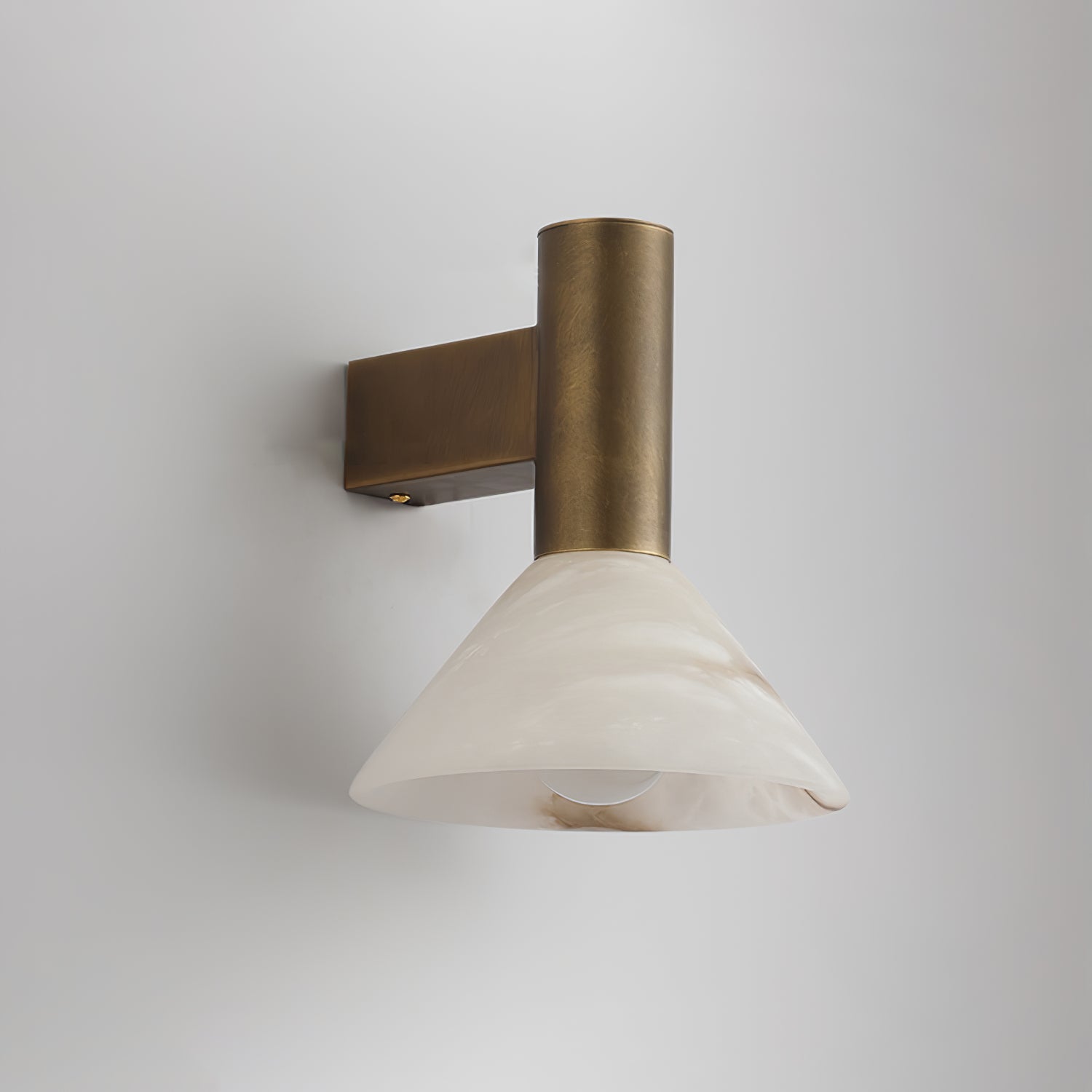 Torres Modern Alabaster Wall Sconce Brass Cone Shade Indoor Lighting Fixture