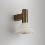 Torres Modern Alabaster Wall Sconce Brass Cone Shade Indoor Lighting Fixture