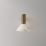 Torres Modern Alabaster Wall Sconce Brass Cone Shade Indoor Lighting Fixture