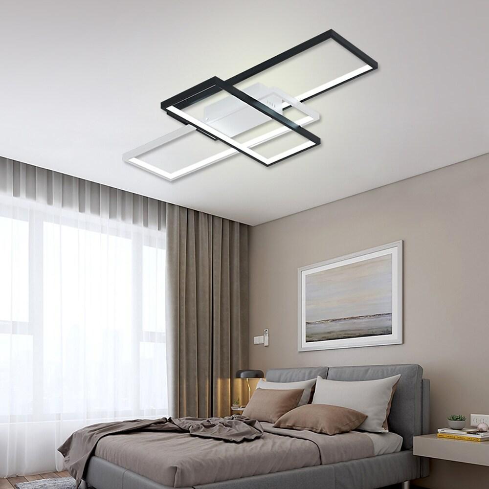 Modern Rectangular 3 Tier LED Flush Mount Ceiling Lamp Large Geometric Integrated Lighting Fixture
