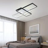 Modern Rectangular 3 Tier LED Flush Mount Ceiling Lamp Large Geometric Integrated Lighting Fixture