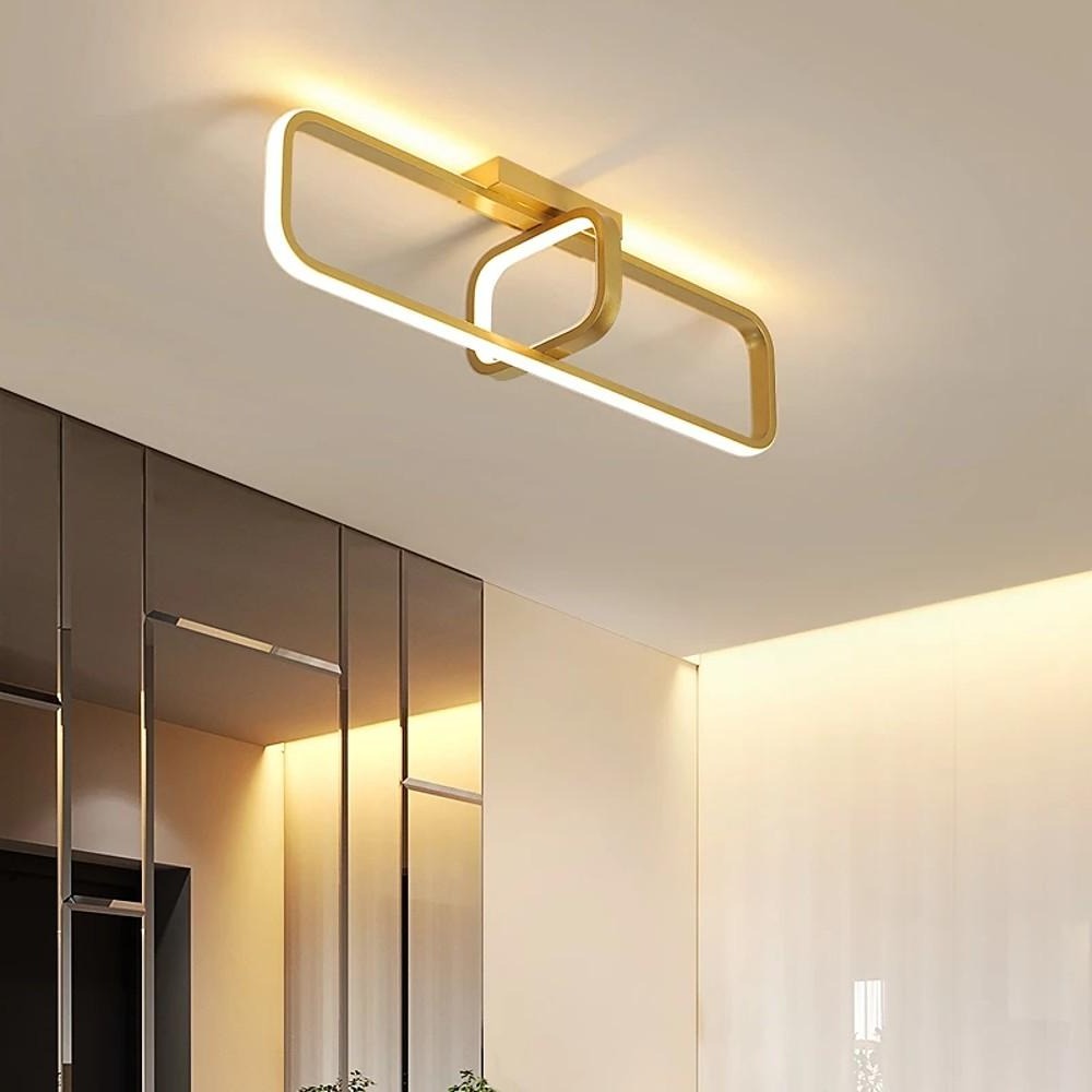 Modern Geometric Dimmable LED Flush Mount Ceiling Light Fixture with Rectangular Design