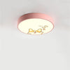 Cute Dog Pattern LED Flush Mount Ceiling Light Circular Metal Drum Fixture for Kids Bedroom