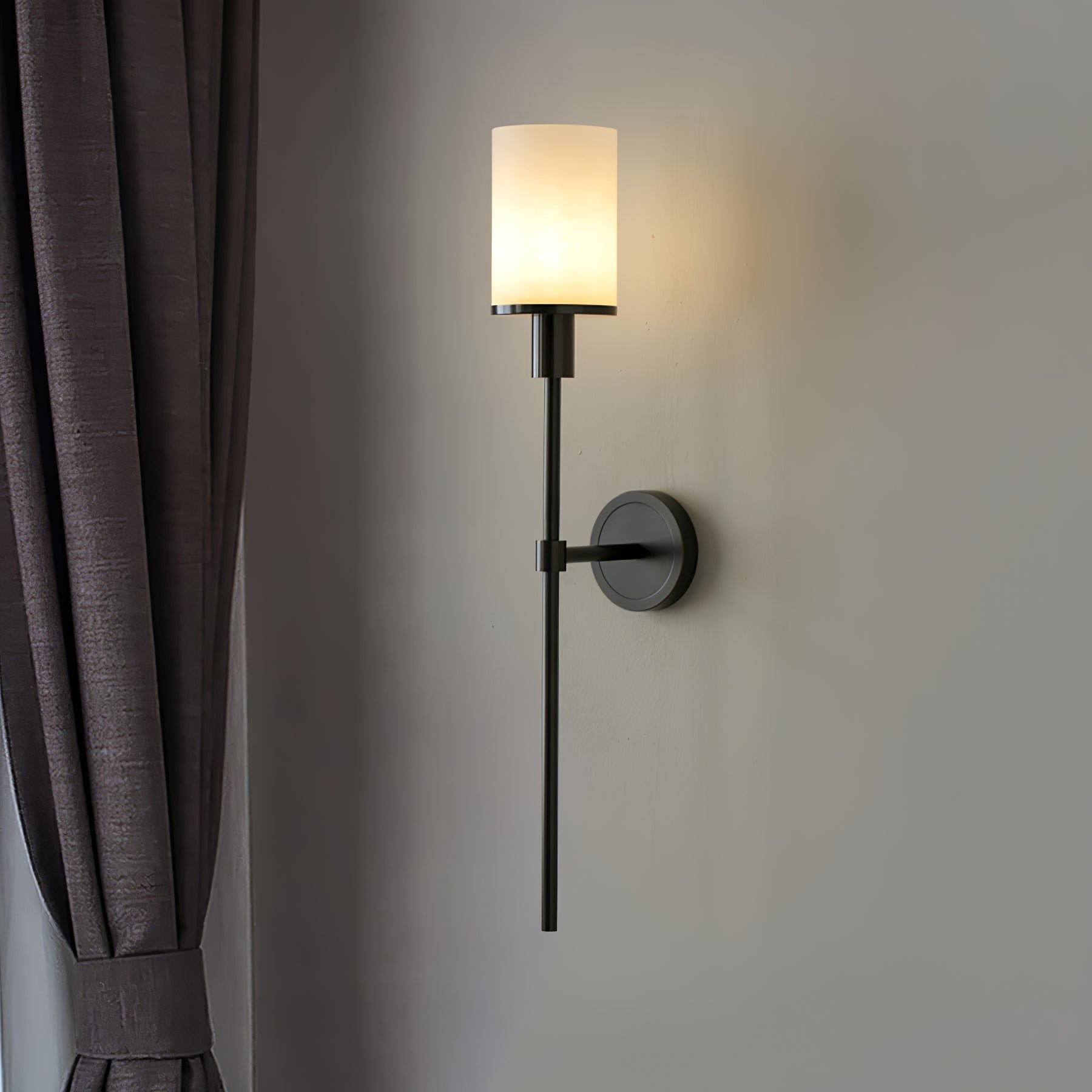 Tracie Transitional Alabaster and Glass Wall Sconce Light for Bathroom Vanity