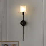 Tracie Transitional Alabaster and Glass Wall Sconce Light for Bathroom Vanity
