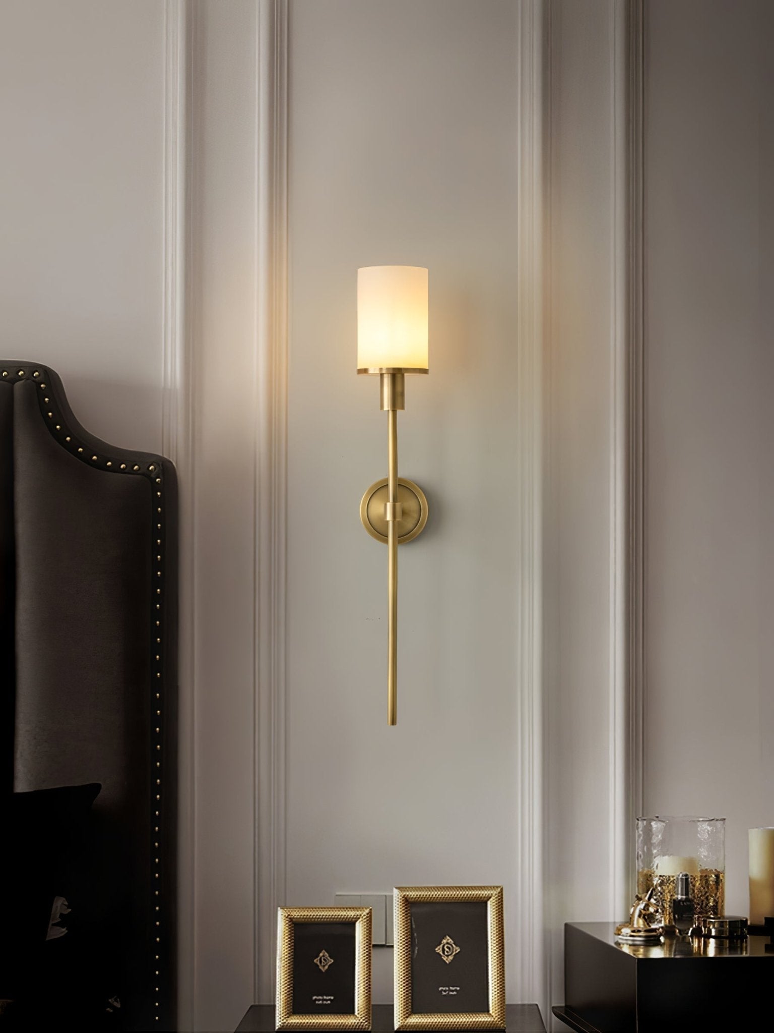 Tracie Transitional Alabaster and Glass Wall Sconce Light for Bathroom Vanity