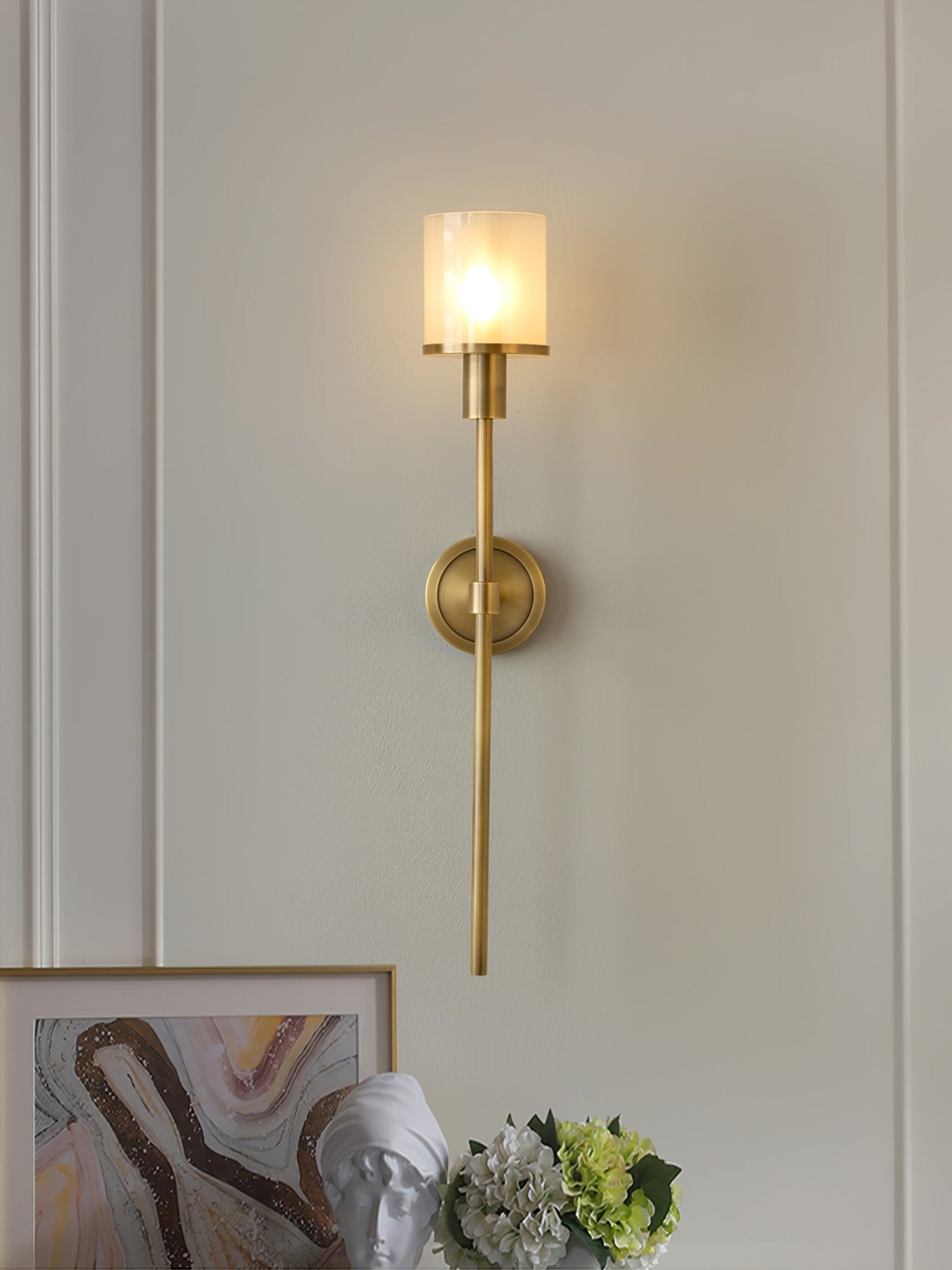 Tracie Transitional Alabaster and Glass Wall Sconce Light for Bathroom Vanity