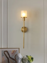 Tracie Transitional Alabaster and Glass Wall Sconce Light for Bathroom Vanity