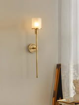 Tracie Transitional Alabaster and Glass Wall Sconce Light for Bathroom Vanity