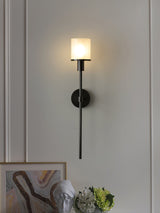 Tracie Transitional Alabaster and Glass Wall Sconce Light for Bathroom Vanity