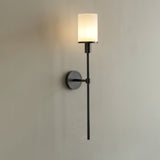 Tracie Transitional Alabaster and Glass Wall Sconce Light for Bathroom Vanity