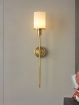 Tracie Transitional Alabaster and Glass Wall Sconce Light for Bathroom Vanity