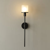 Tracie Transitional Alabaster and Glass Wall Sconce Light for Bathroom Vanity