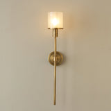 Tracie Transitional Alabaster and Glass Wall Sconce Light for Bathroom Vanity