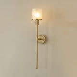 Tracie Transitional Alabaster and Glass Wall Sconce Light for Bathroom Vanity