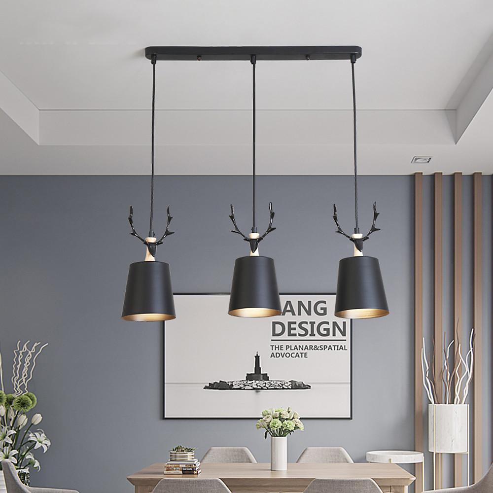 Traditional 3 Light Antler Design Country Chandelier Metal Pendant Ceiling Light for Farmhouse Decor