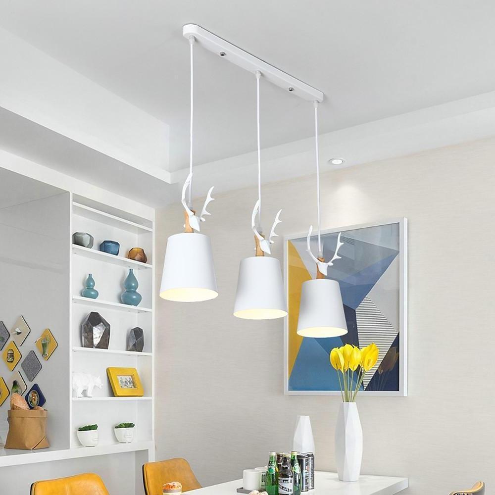 Traditional 3 Light Antler Design Country Chandelier Metal Pendant Ceiling Light for Farmhouse Decor