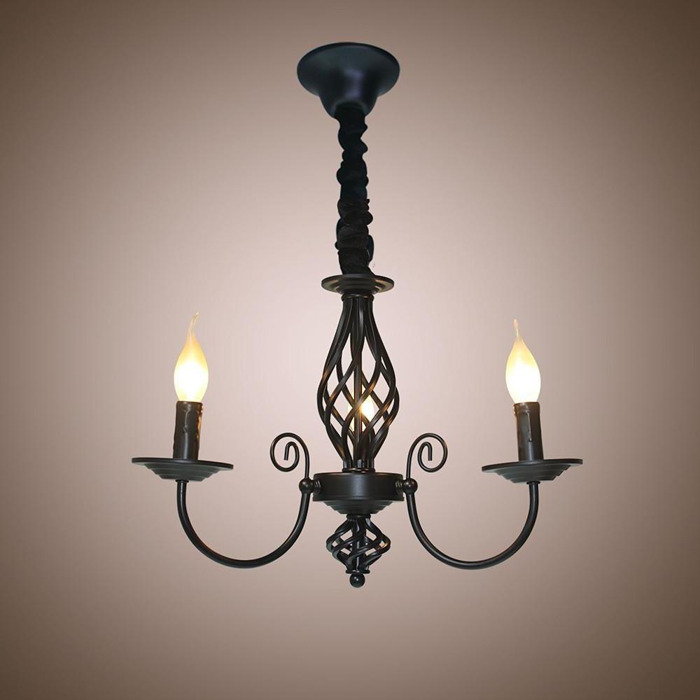 Traditional 3 Light Candle Style Farmhouse Chandelier in Oil Rubbed Bronze Finish