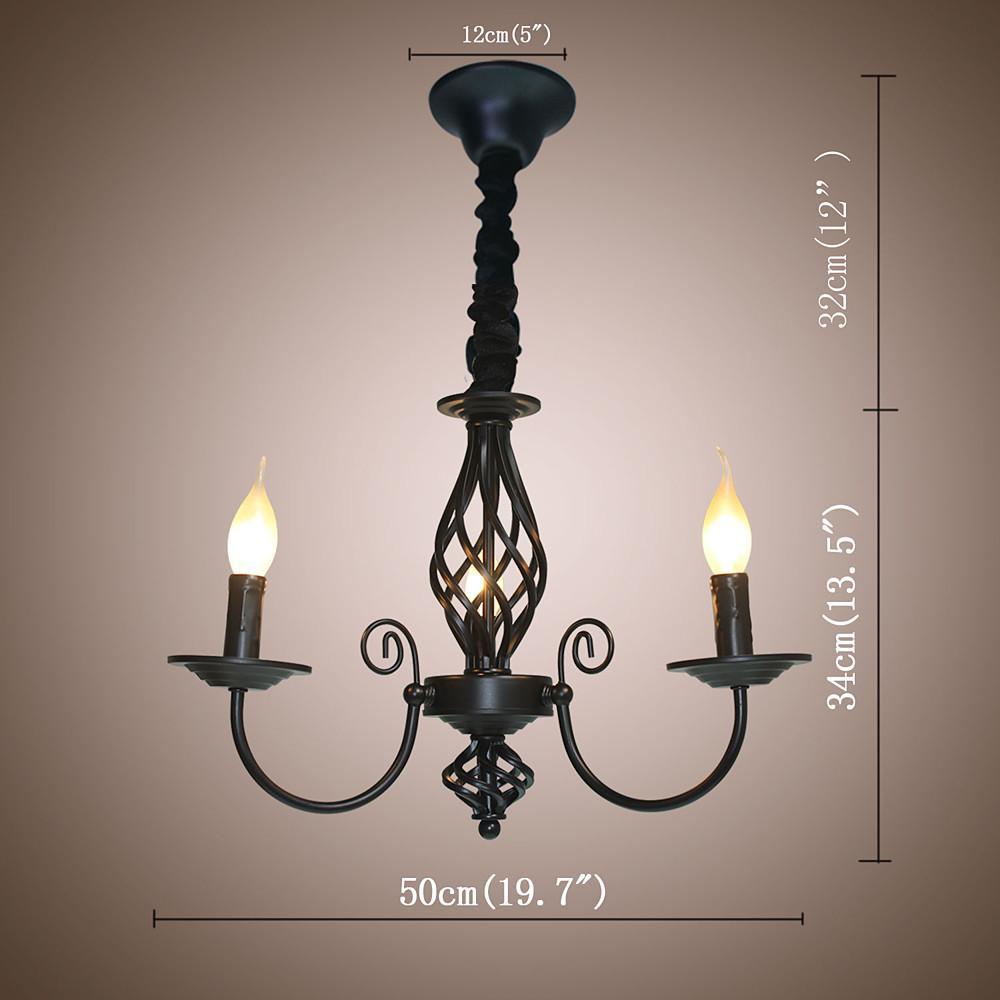 Traditional 3 Light Candle Style Farmhouse Chandelier in Oil Rubbed Bronze Finish