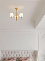 Traditional Antique Brass Electrolier Chandelier with White Glass Shades