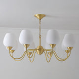 Traditional Antique Brass Electrolier Chandelier with White Glass Shades