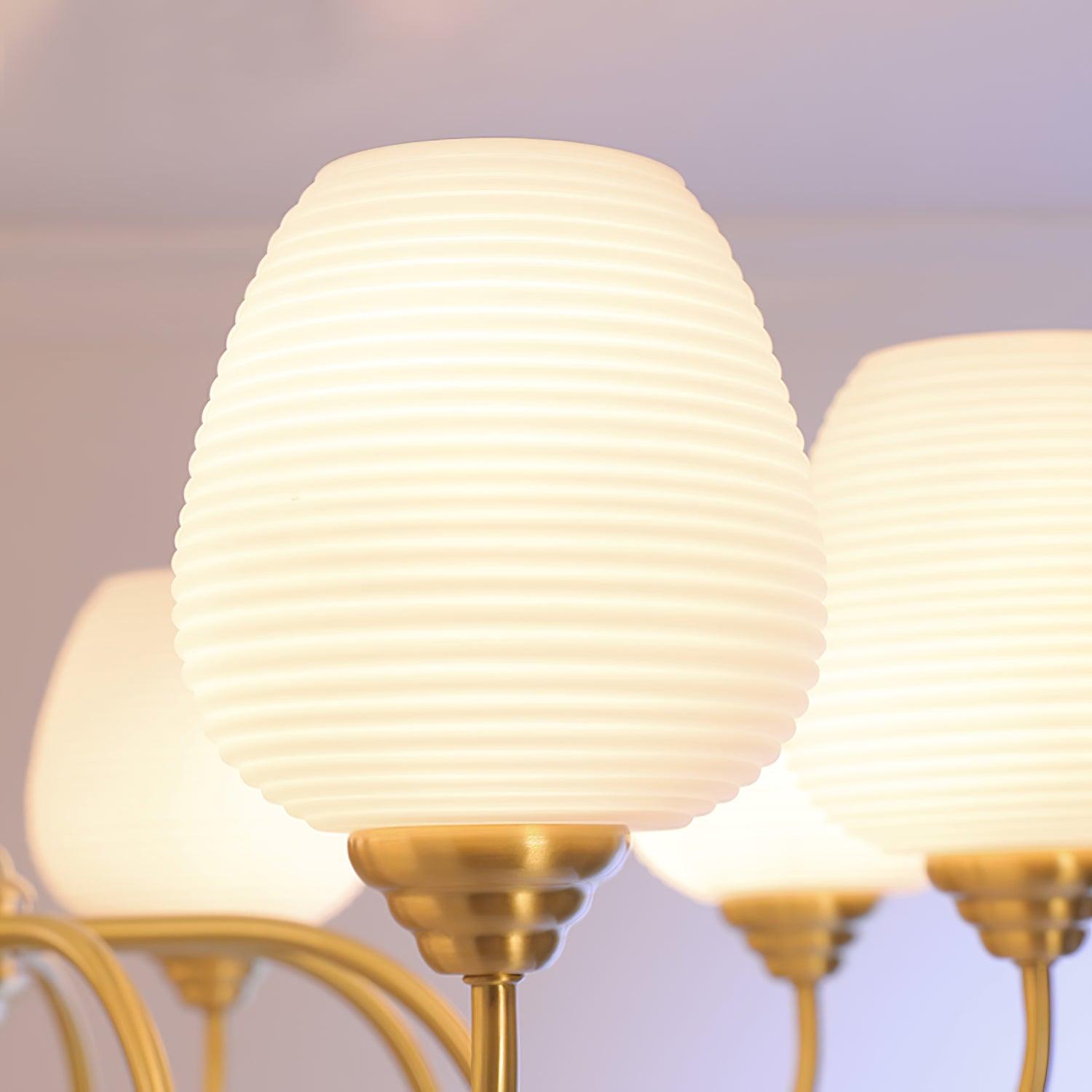 Traditional Antique Brass Electrolier Chandelier with White Glass Shades