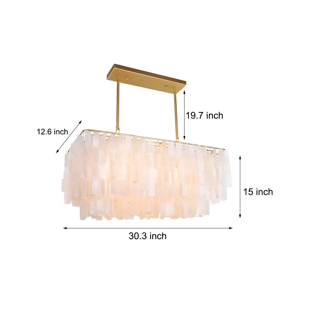 Traditional Brass Finish Capiz Shell Pendant Chandelier with 3 Light Fixtures