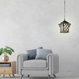 Traditional Glass Lantern Pendant Lighting with Electroplated Metal Finish and Adjustable Cord