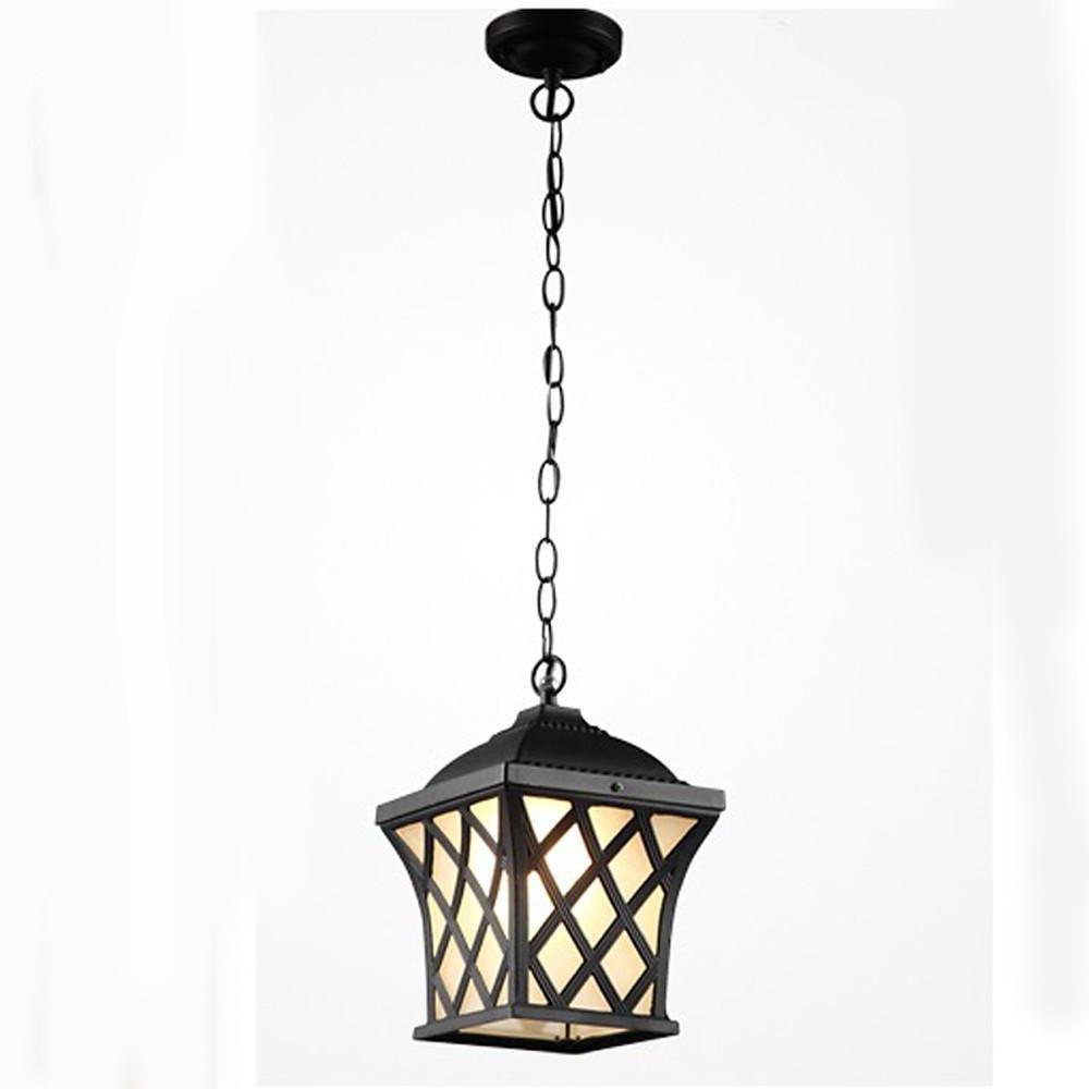 Traditional Glass Lantern Pendant Lighting with Electroplated Metal Finish and Adjustable Cord