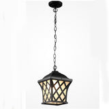 Traditional Glass Lantern Pendant Lighting with Electroplated Metal Finish and Adjustable Cord