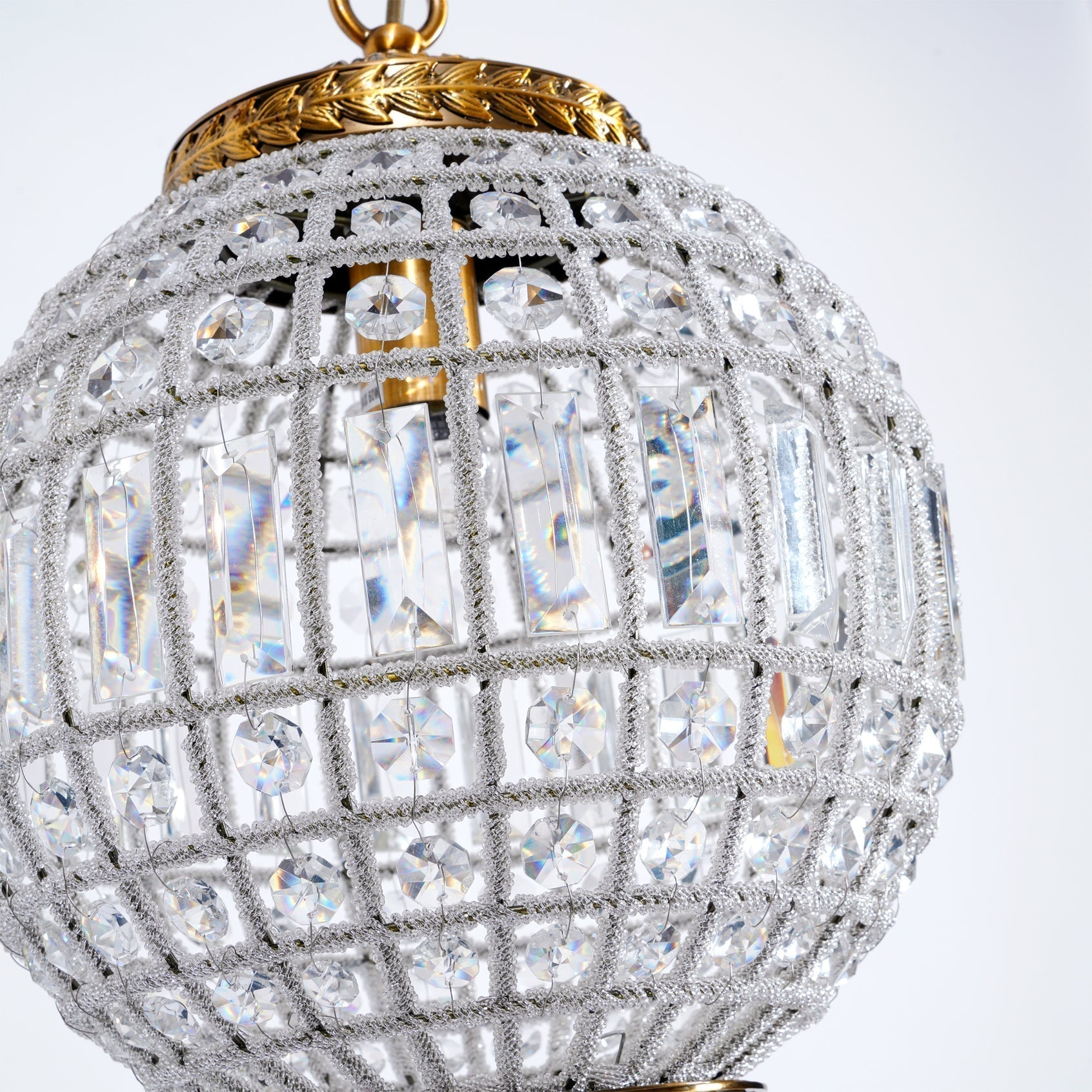 Traditional Gold Crystal Globe Pendant Chandelier for Elegant Interior Lighting
